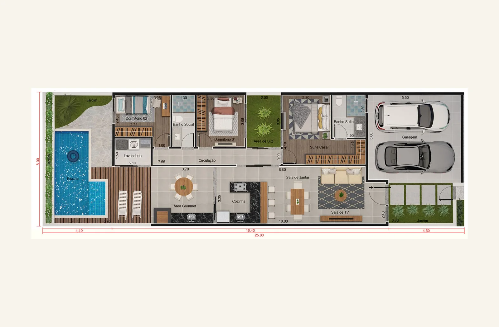 Planta humanizada do projeto Casa modelo Arauco