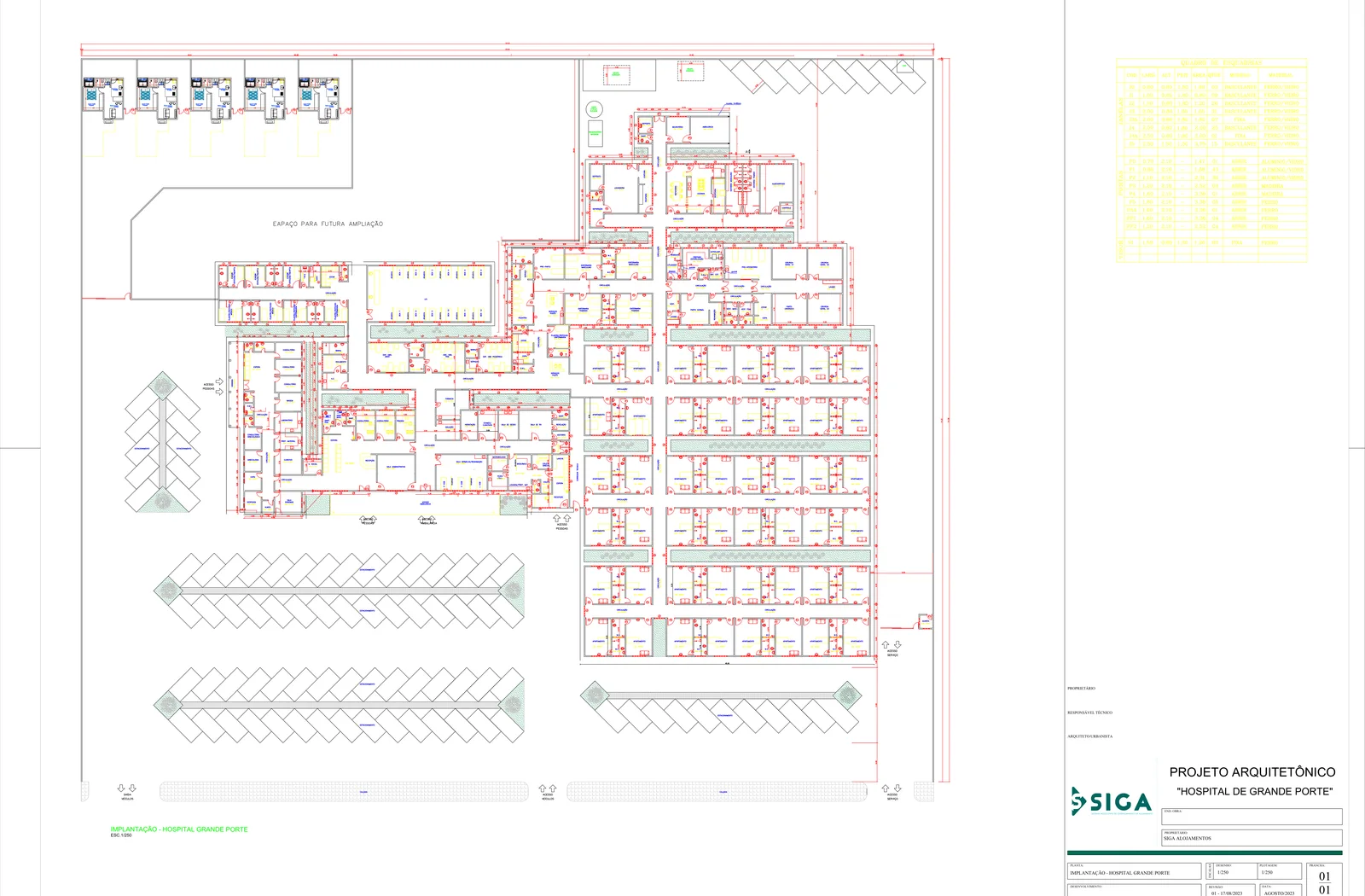 Planta baixa de projeto hospitalar